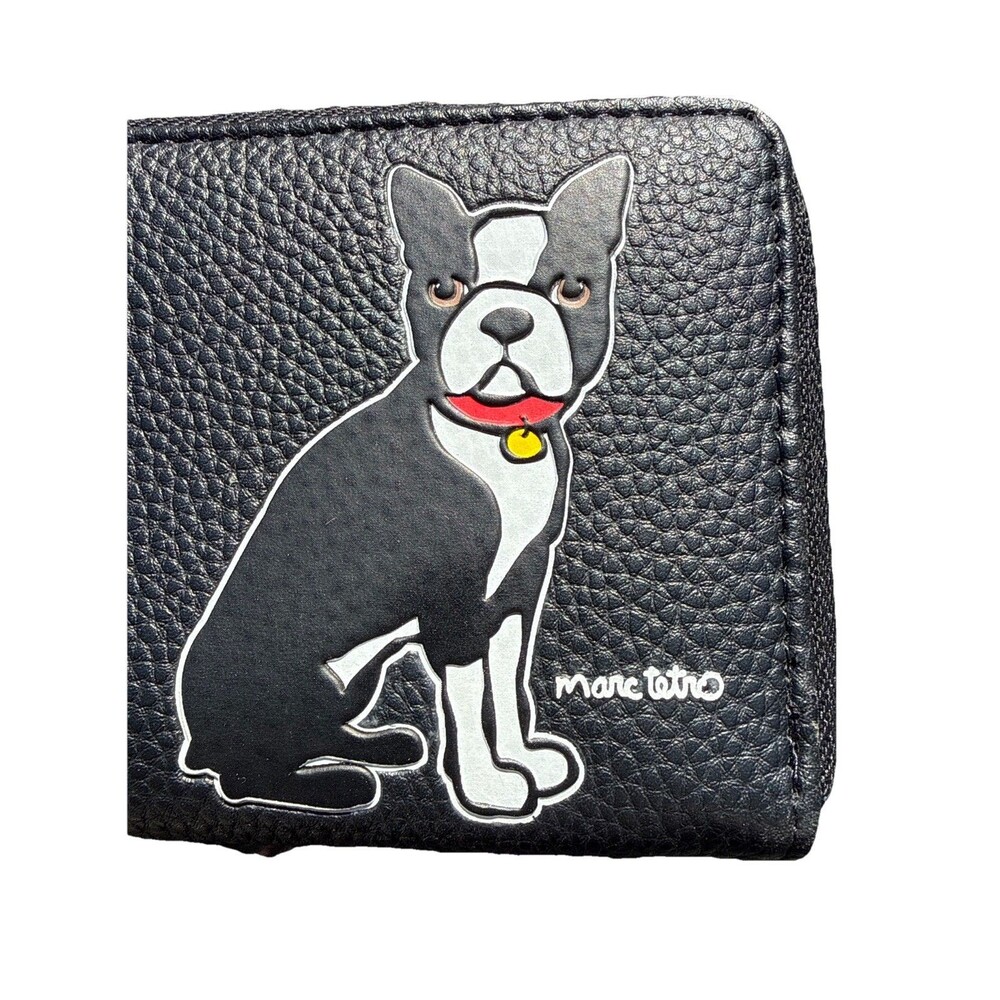 Marc Tetro Boston Terrier Dog Black Zippered Wallet - Picture 2 of 4